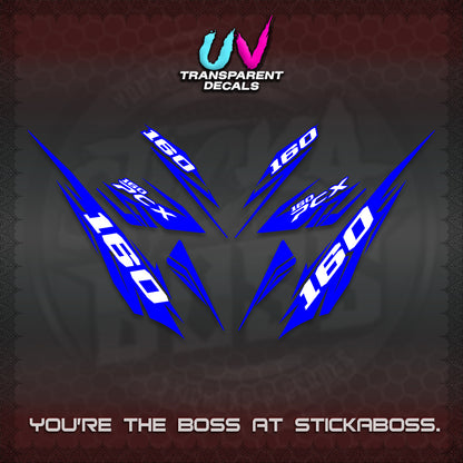 PCX 150 160 INDO UV TRANSPARENT DECALS (2026 NEW 08 DESIGN) STICKER DECALS By STICKABOSS