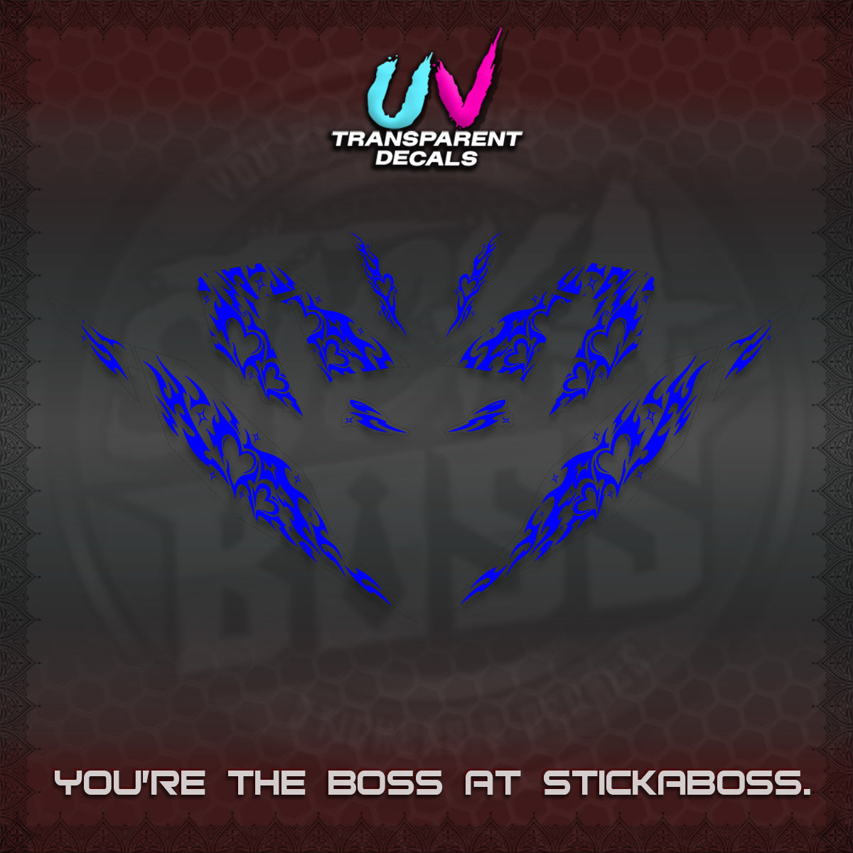 CLICK 125 V4 UV TRANSPARENT DECALS (2026 TRIBAL HEART DESIGN) STICKER KITS BY STICKABOSS