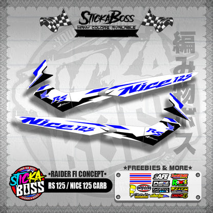 RS 125 / NICE 125 CARB DECALS ( RAIDER FI CONCEPT )【WITH FREEBIES】