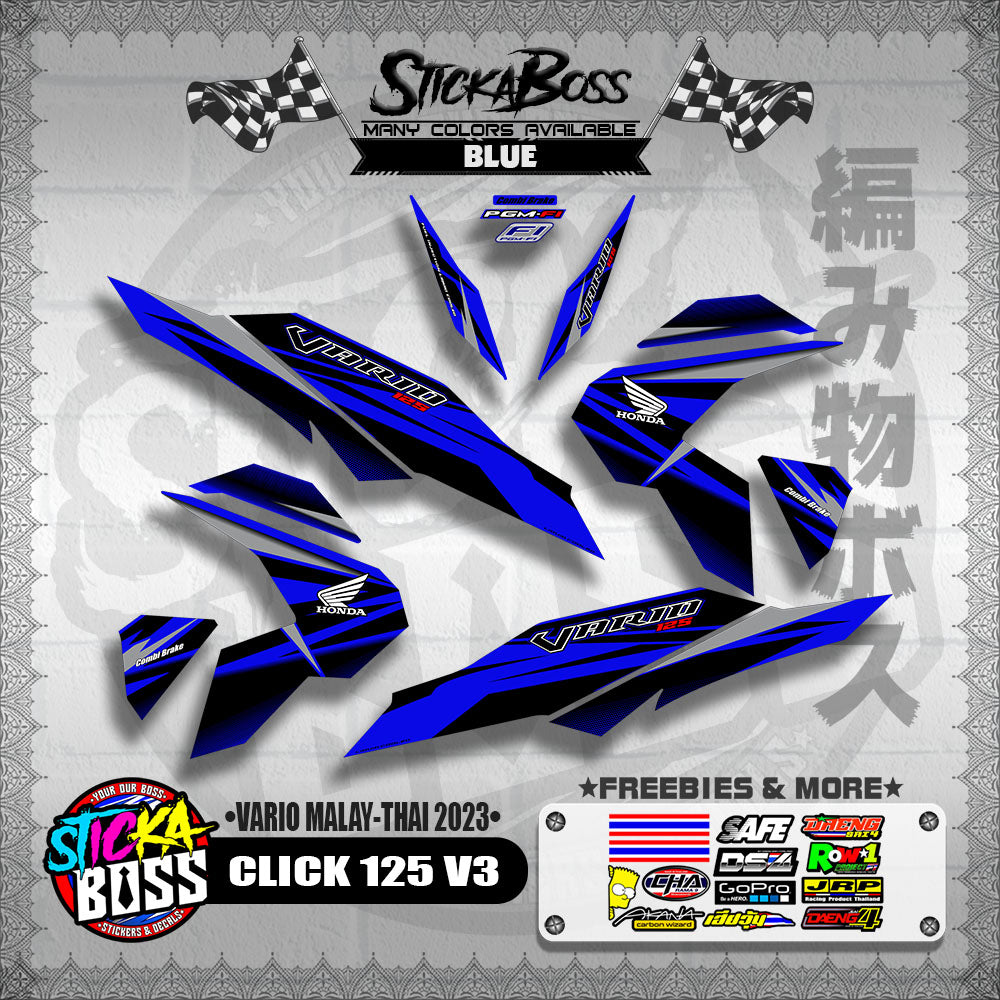 CLICK 125 V3 DECALS ( VARIO MALAY-THAI 2023 )【WITH FREEBIES】