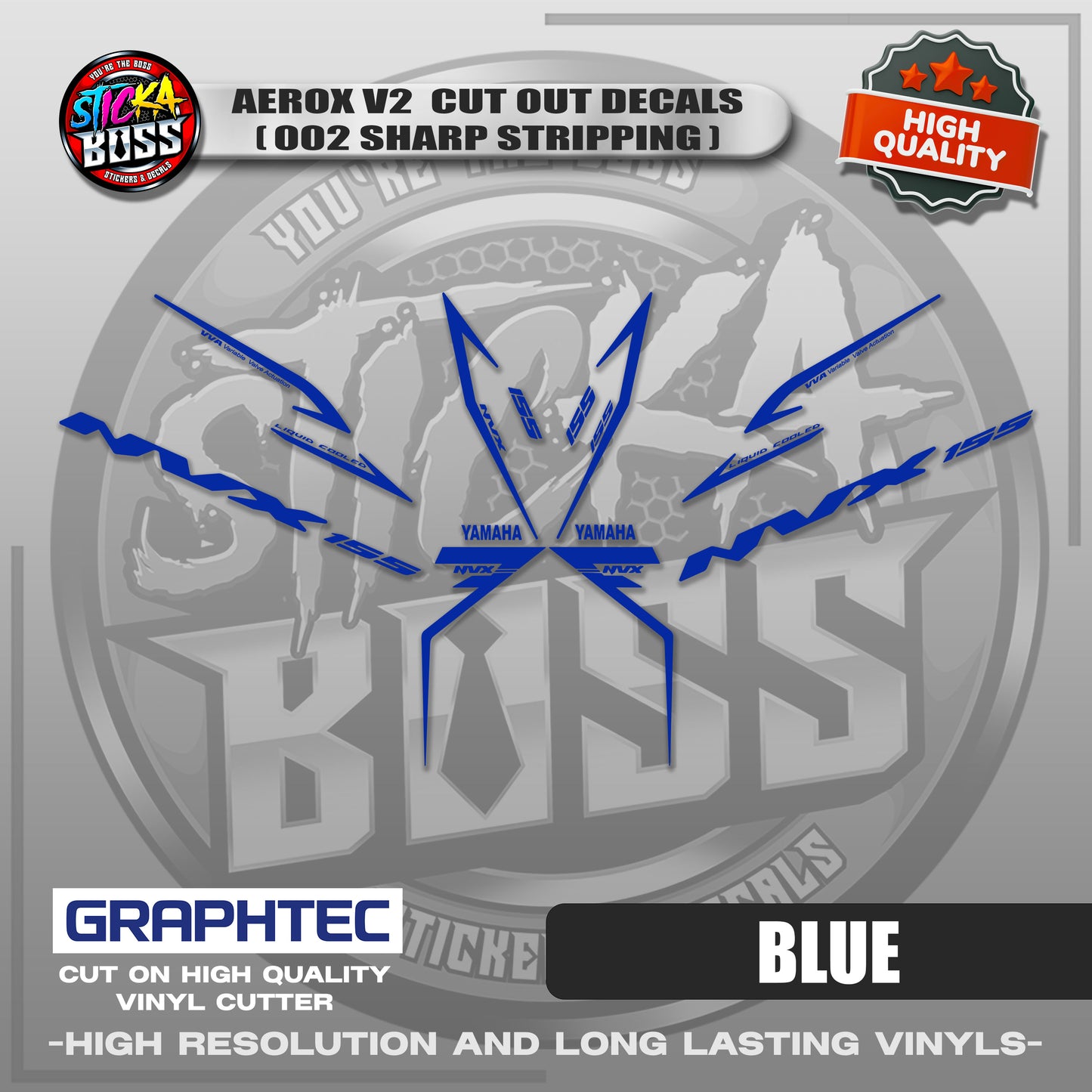 AEROX V2 CUT OUT DECALS ( 002 SHARP STRIPPING ) | VINYL WATERPROOF CUT-OUT STICKER DECALS