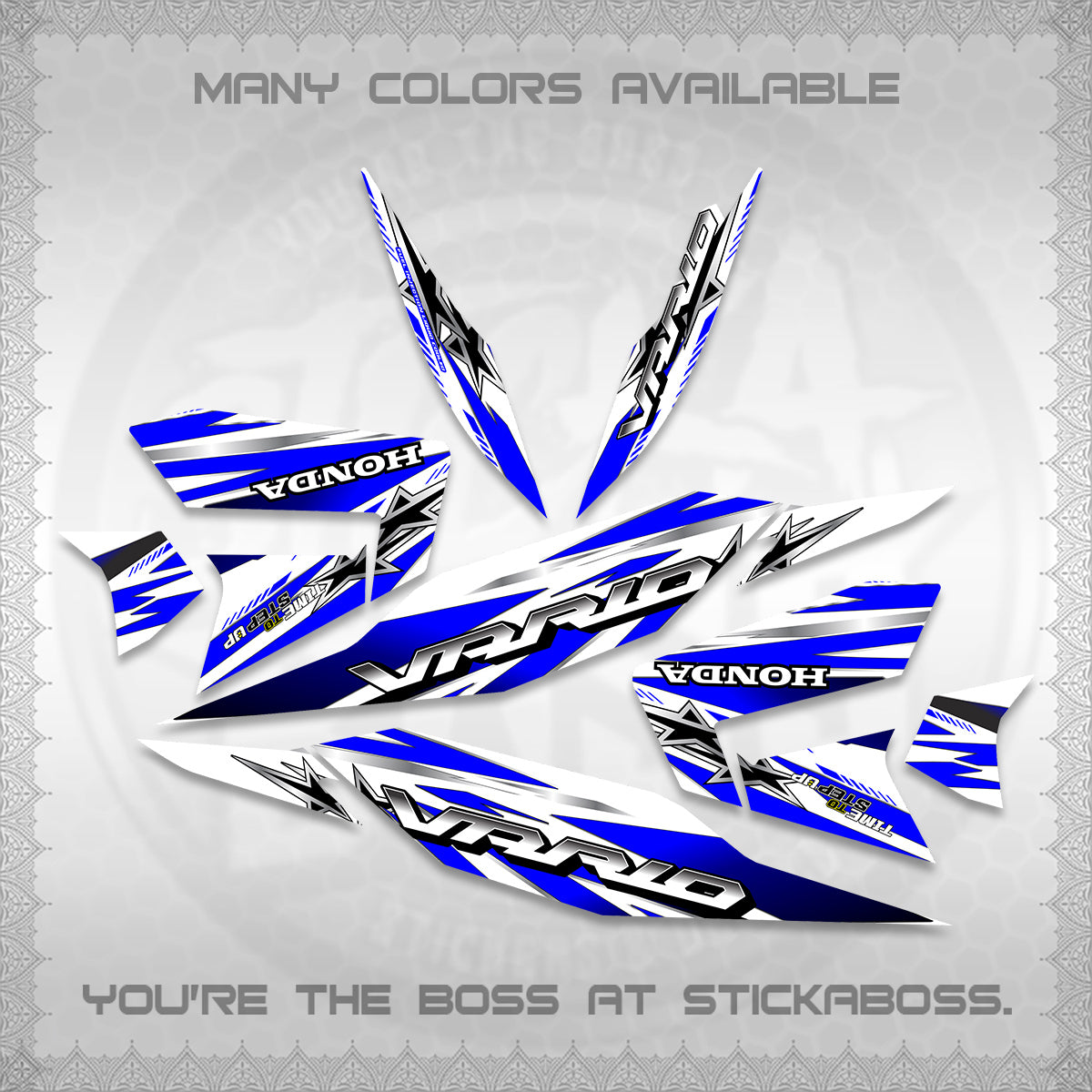 CLICK 125 V4 VARIO FOR WHITE DECALS (2026 BLACK STAR DESIGN) STICKER DECALS By STICKABOSS