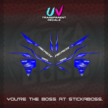 【PREMIUM UV PRINT】TRANSPARENT AEROX  V3 INDO DECALS(ALPHA TURBO 0001)STICKER DECALS By STICKABOSS
