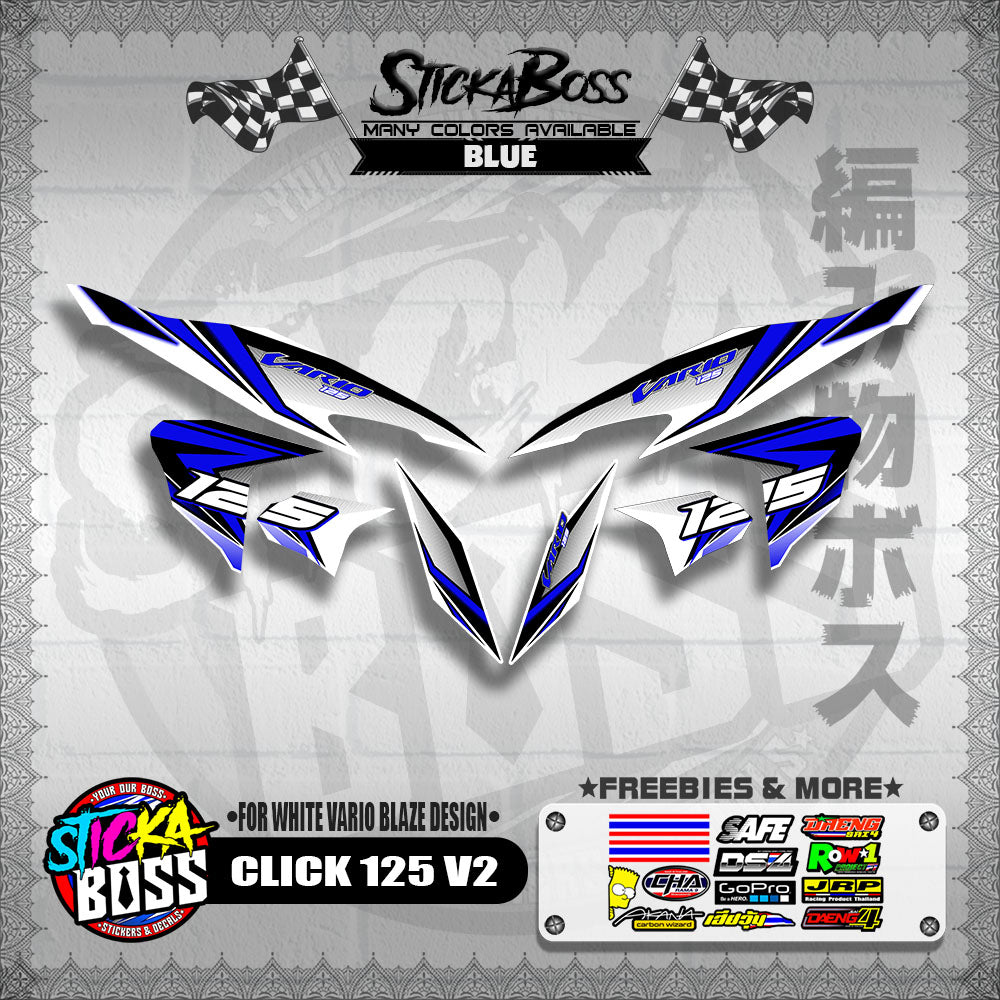 CLICK 125 V2 DECALS ( FOR WHITE VARIO BLAZE DESIGN )【WITH FREEBIES】