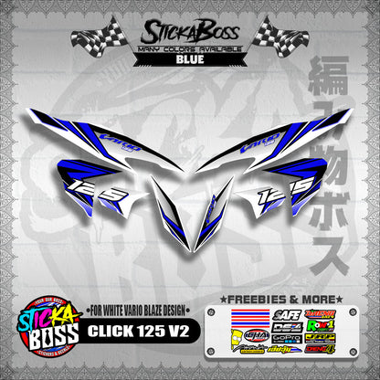 CLICK 125 V2 DECALS ( FOR WHITE VARIO BLAZE DESIGN )【WITH FREEBIES】