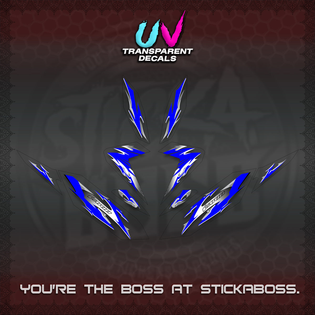 CLICK 125 V4 VARIO UV TRANSPARENT DECALS (2026 MODERN TRIBAL DESIGN) STICKER KITS By STICKABOSS