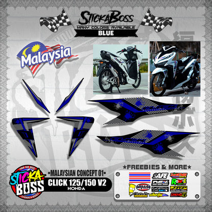 CLICK 125 / 150 V2 DECALS ( MALAYSIAN CONCEPT 01 )【WITH FREEBIES】