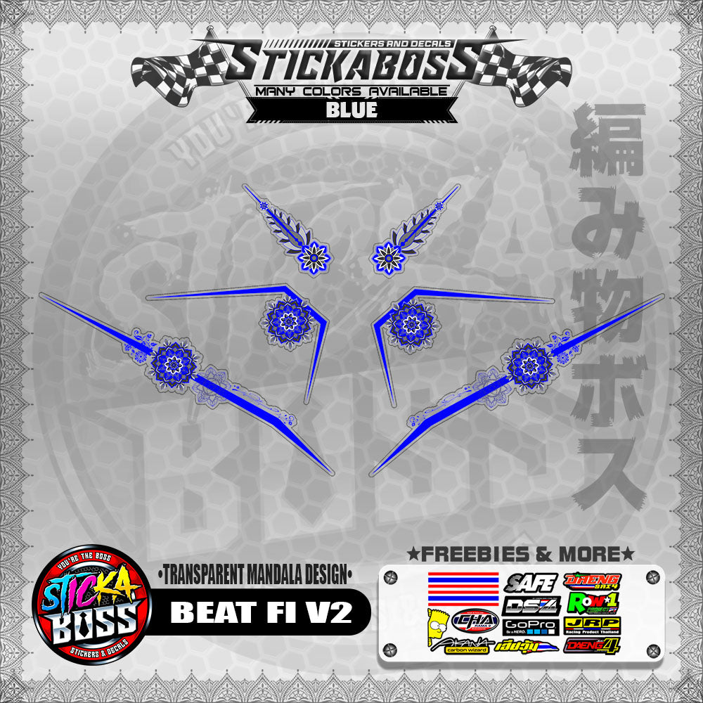 【PREMIUM UV PRINT】TRANSPARENT BEAT FI V2 STICKER DECALS ( MANDALA DESIGN )【WITH FREEBIES】
