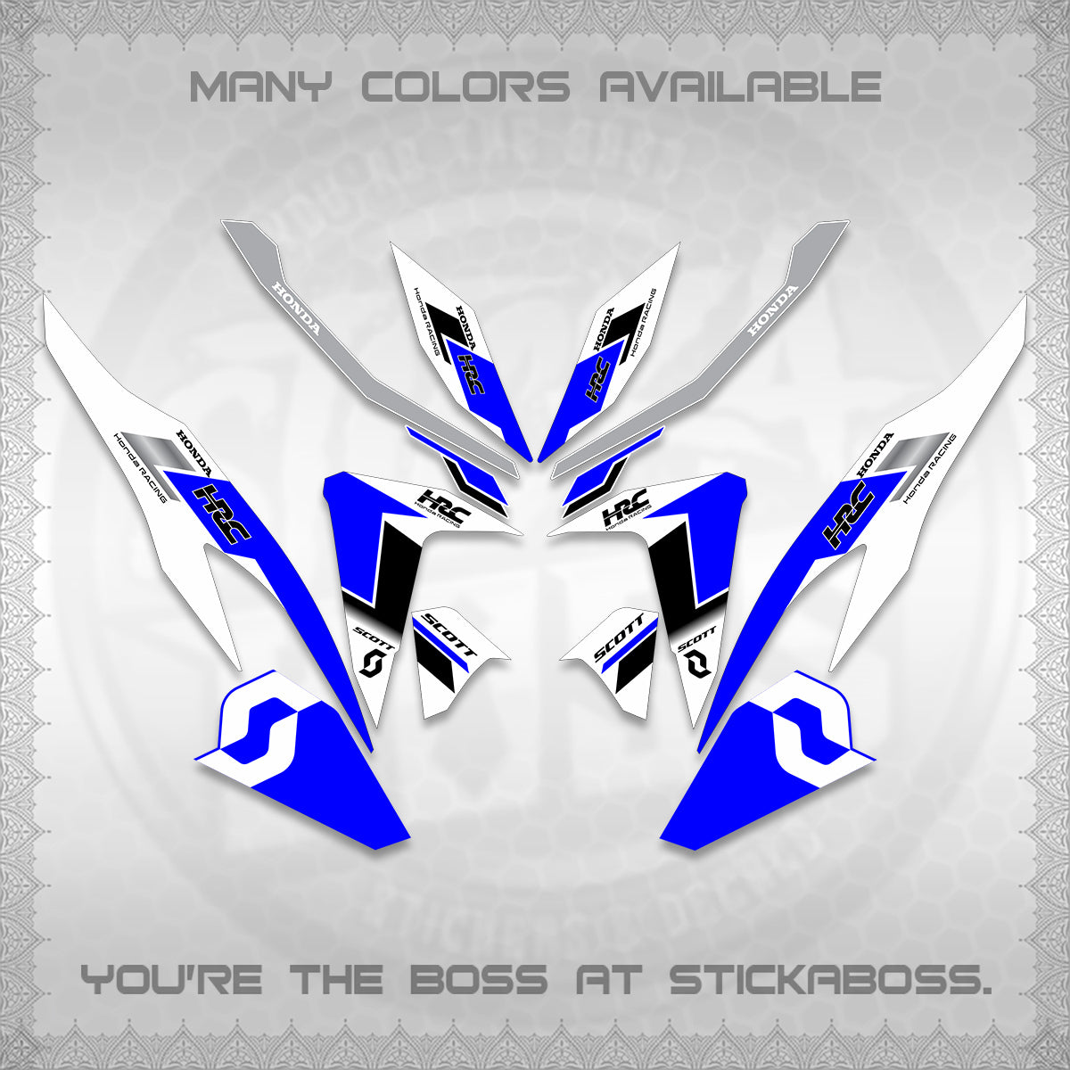 CLICK V2 FOR WHITE DECALS (SCOTTxHRC DESIGN) STICKER KITS By STICKABOSS