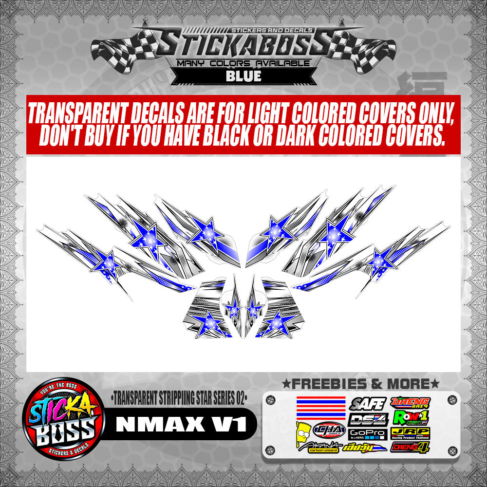 NMAX V1 STICKER DECALS ( TRANSPARENT STRIPPIING STAR SERIES 02 )【WITH FREEBIES】
