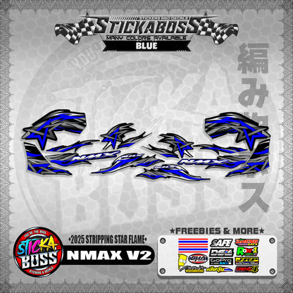 NMAX V2 STICKER DECALS ( 2025 STRIPPING STAR FLAME )【WITH FREEBIES】