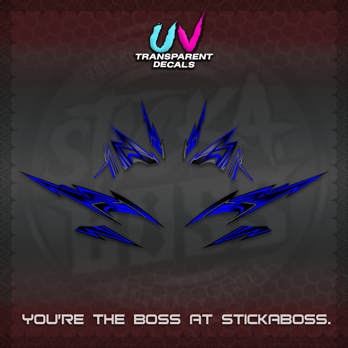 CLICK V4 VARIO UV TRANSPARENT DECALS (2026 SHARP SPIKEY DESIGN) STICKER KITS BY STICKABOSS