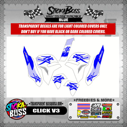 CLICK V3 DECALS ( TRANSPARENT HAYABUSA JDM )【WITH FREEBIES】