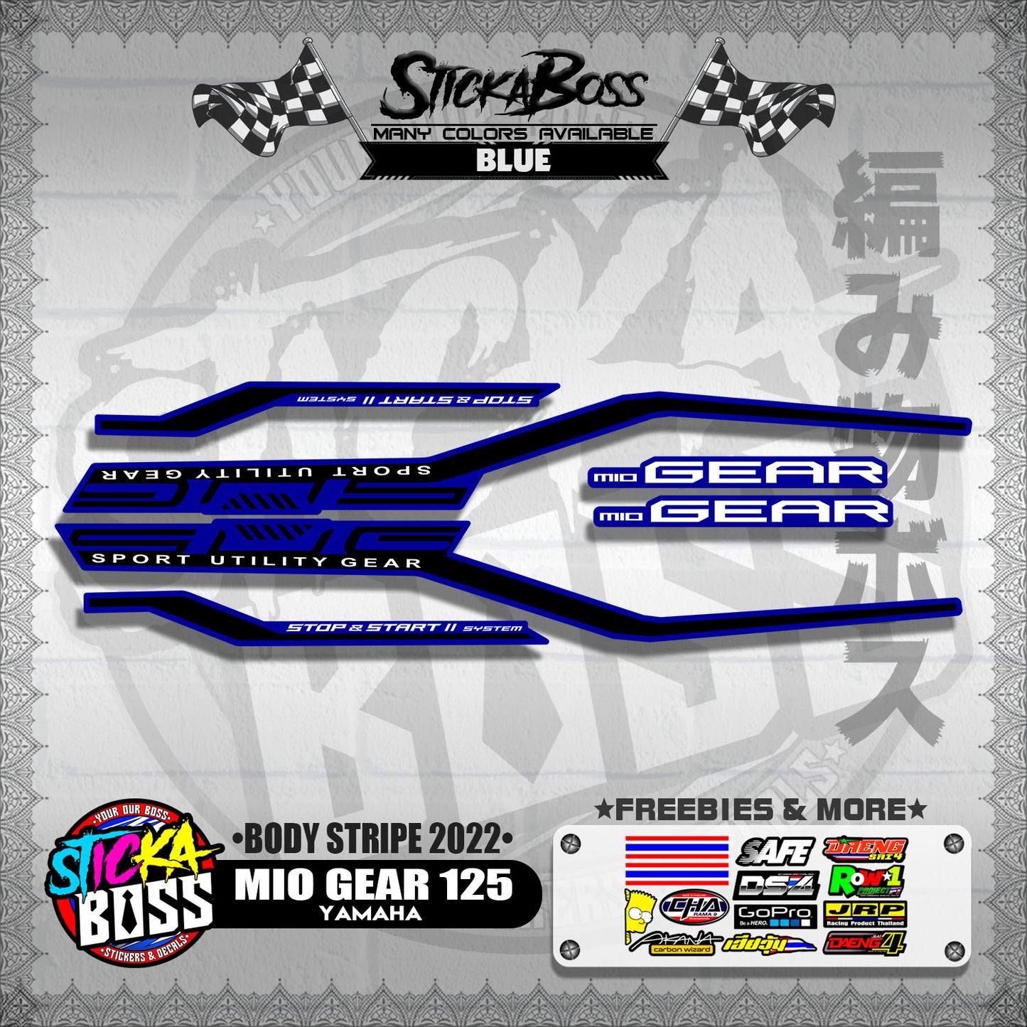 MIO GEAR 125 DECALS ( BODY STRIPE 2022 )【WITH FREEBIES】