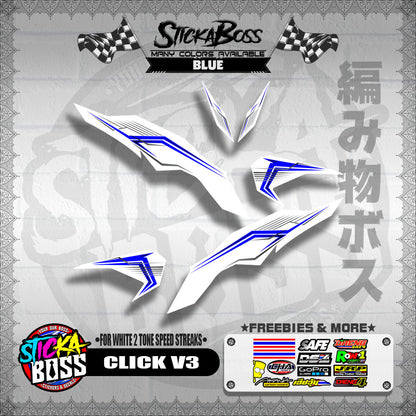 CLICK V3 DECALS ( FOR WHITE 2 TONE SPEED STREAKS )【WITH FREEBIES】