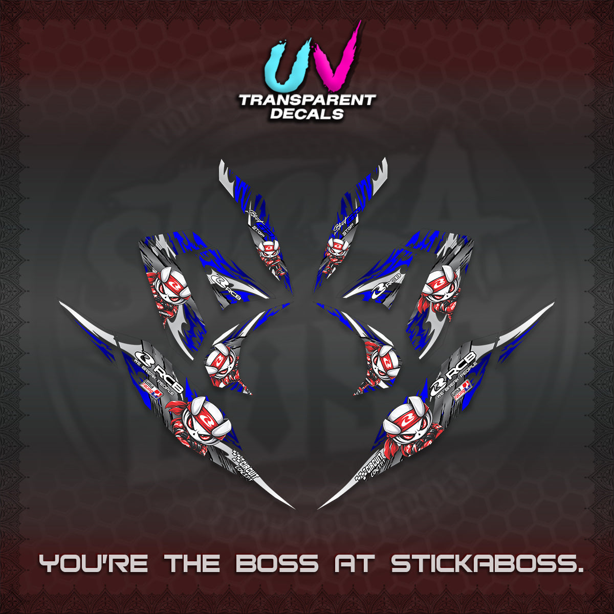 CLICK 125 V4 UV TRANSPARENT DECALS (2026 NEW RCB 2.0 DESIGN) STICKER KITS BY STICKABOSS