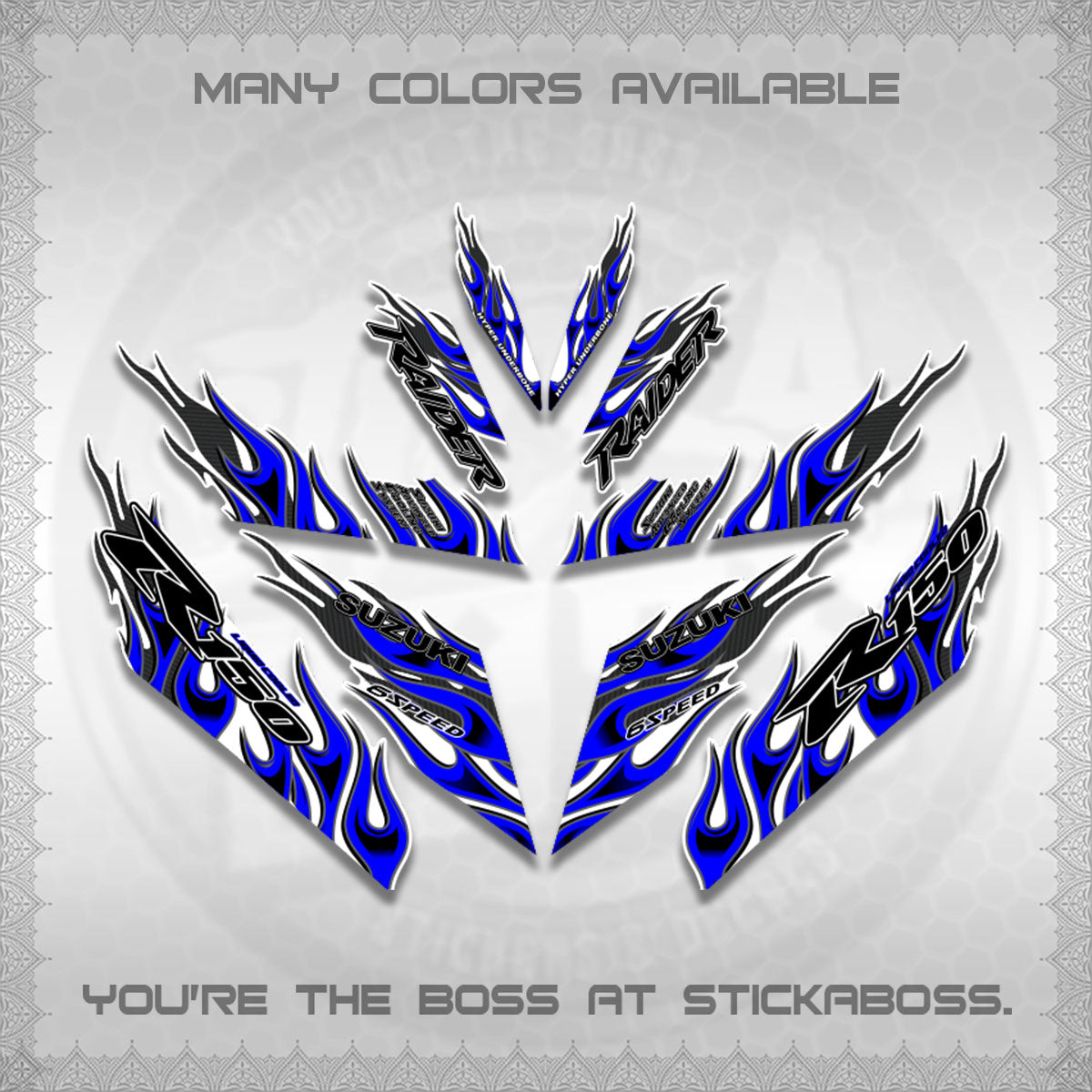 RAIDER 150 Fi FOR WHITE DECALS (API TERBARU VIRAL ELEGAN)STICKER DECALS BY STICKABOSS