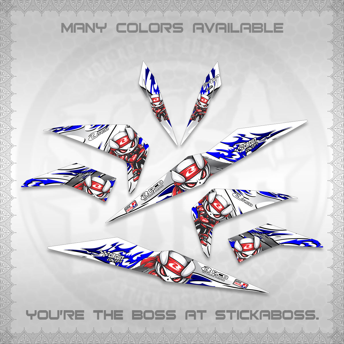 BEAT FI V2 FOR WHITE DECALS (2026 NEW RCB 2.0 DESIGN) STICKER KITS BY STICKABOSS