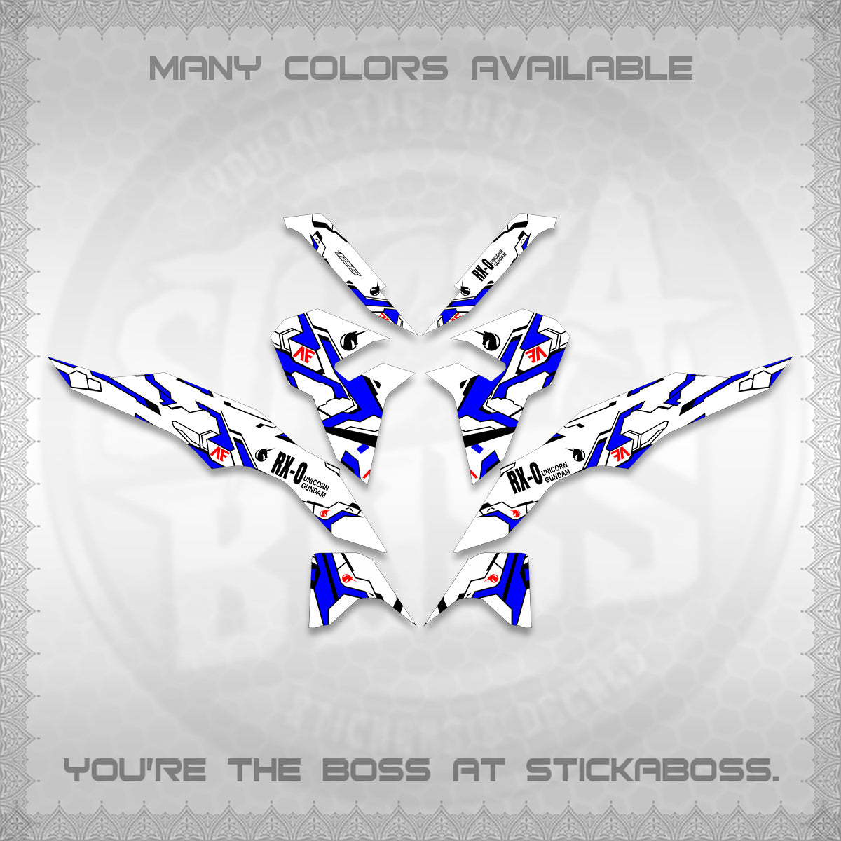 CLICK V3 VARIO FOR WHITE DECALS (UNICORN GUNDAM DESIGN) STICKER DECALS By STICKABOSS
