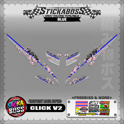 【PREMIUM UV PRINT】TRANSPARENT CLICK 125 / 150 V2 DECALS ( SAKURA INSPIRED )【WITH FREEBIES】