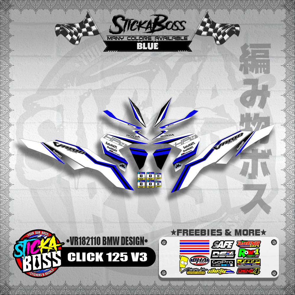 CLICK 125 V3 DECALS ( VR182110 BMW DESIGN )【WITH FREEBIES】