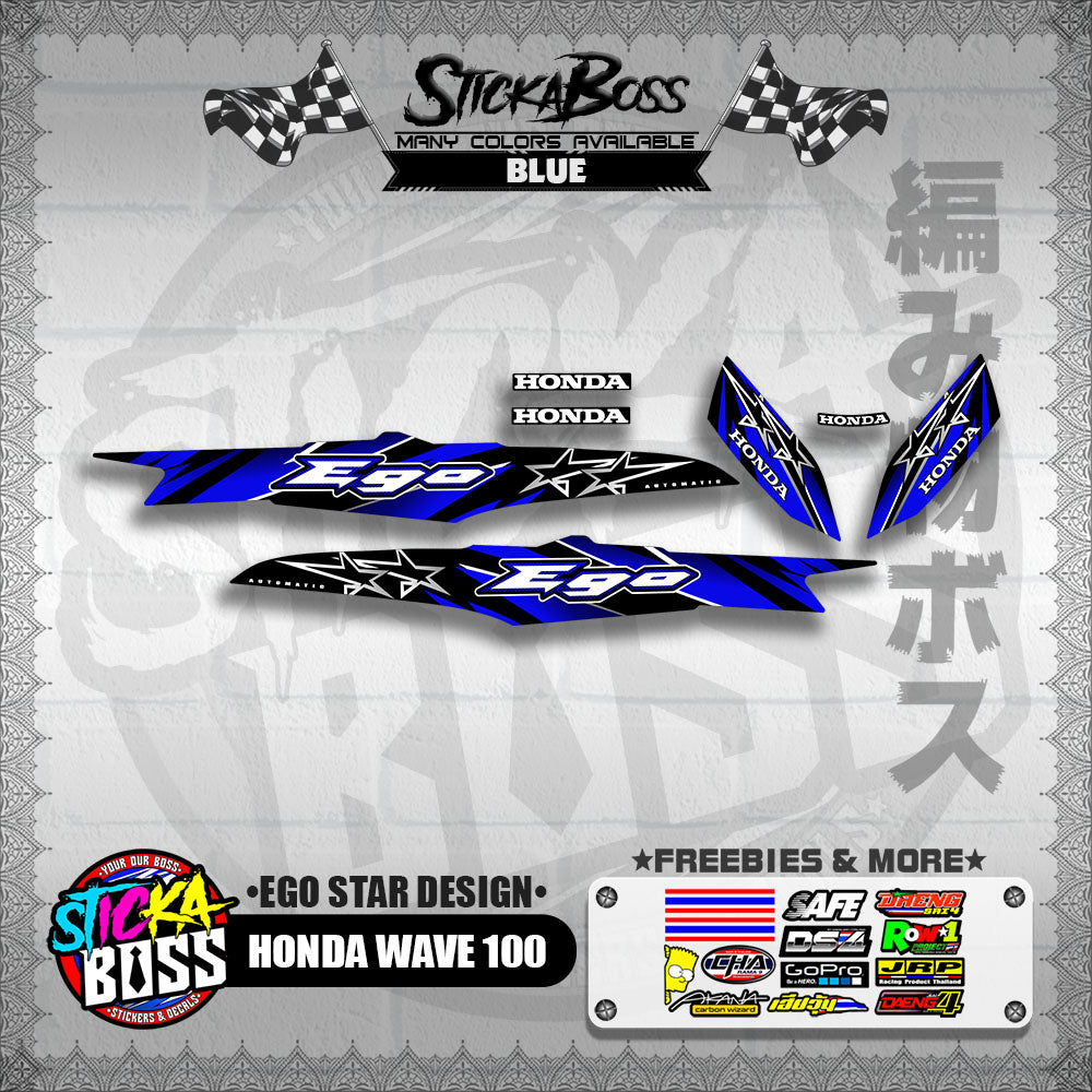 HONDA WAVE 100 DECALS ( EGO STAR DESIGN )【WITH FREEBIES】