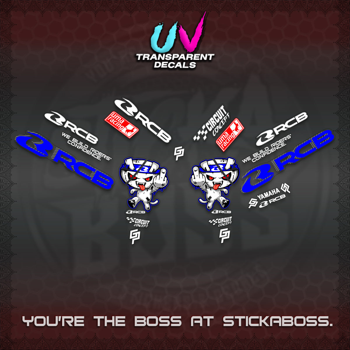 AEROX V2 UV TRANSPARENT DECALS (2026 RACE ZOMBIE DESIGN)STICKER DECALS By STICKABOSS