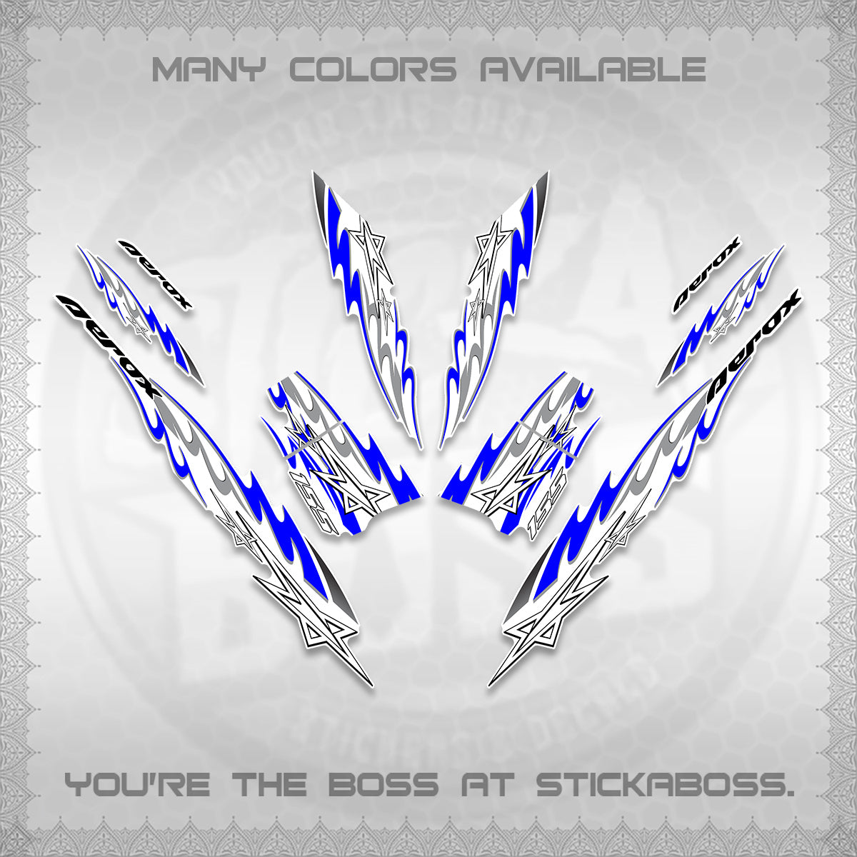 AEROX V2 INDO FOR WHITE DECALS (2026 STAR 0001 MOTIF) STICKER KITS By STICKABOSS