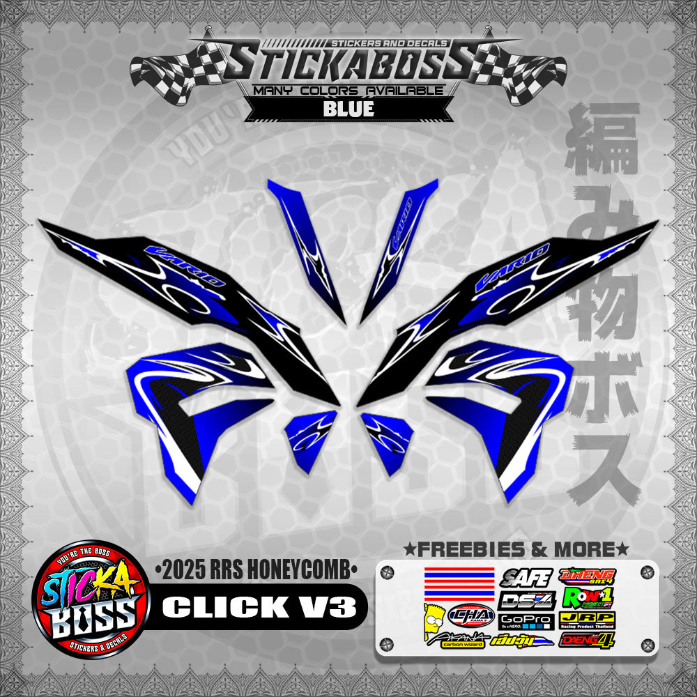 CLICK V3 INDO STICKER DECALS ( 2025 RRS HONEYCOMB )【WITH FREEBIES】