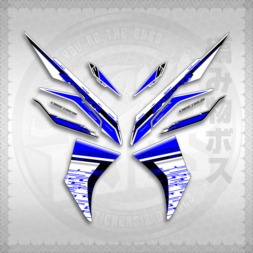 STICKER DECALS for AEROX V3 ALPHA TURBO INDO FOR WHITE (AV3NESTEDMA) By STICKABOSS (SOFIE LAMINATED WATERPROOF)