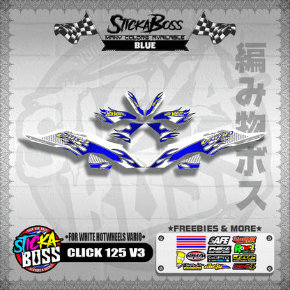 CLICK 125 V3 DECALS ( FOR WHITE HOTWHEELS VARIO )【WITH FREEBIES】