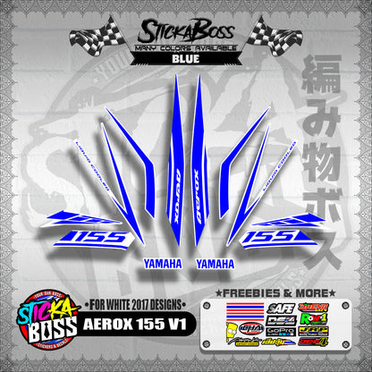 AEROX 155 V1 STOCK DECALS ( FOR WHITE 2017 DESIGNS ) 【WITH FREEBIES】