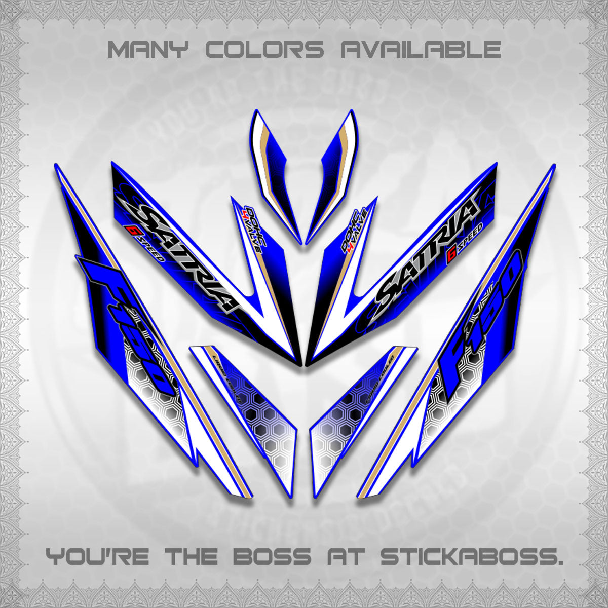 RAIDER 150 Fi SATRIA DECALS (NEW DESIGN 11 11)STICKER DECALS By STICKABOSS