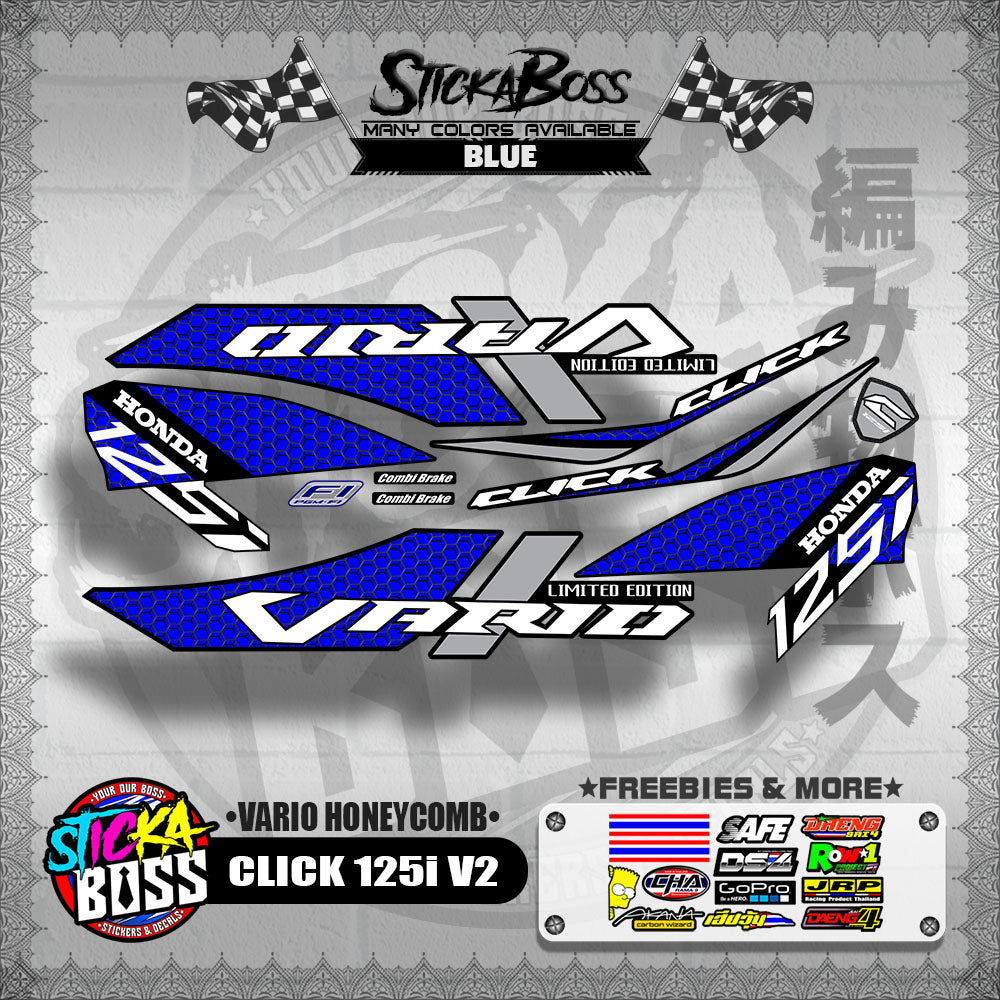 CLICK 125i V2 DECALS ( VARIO HONEYCOMB )【WITH FREEBIES】