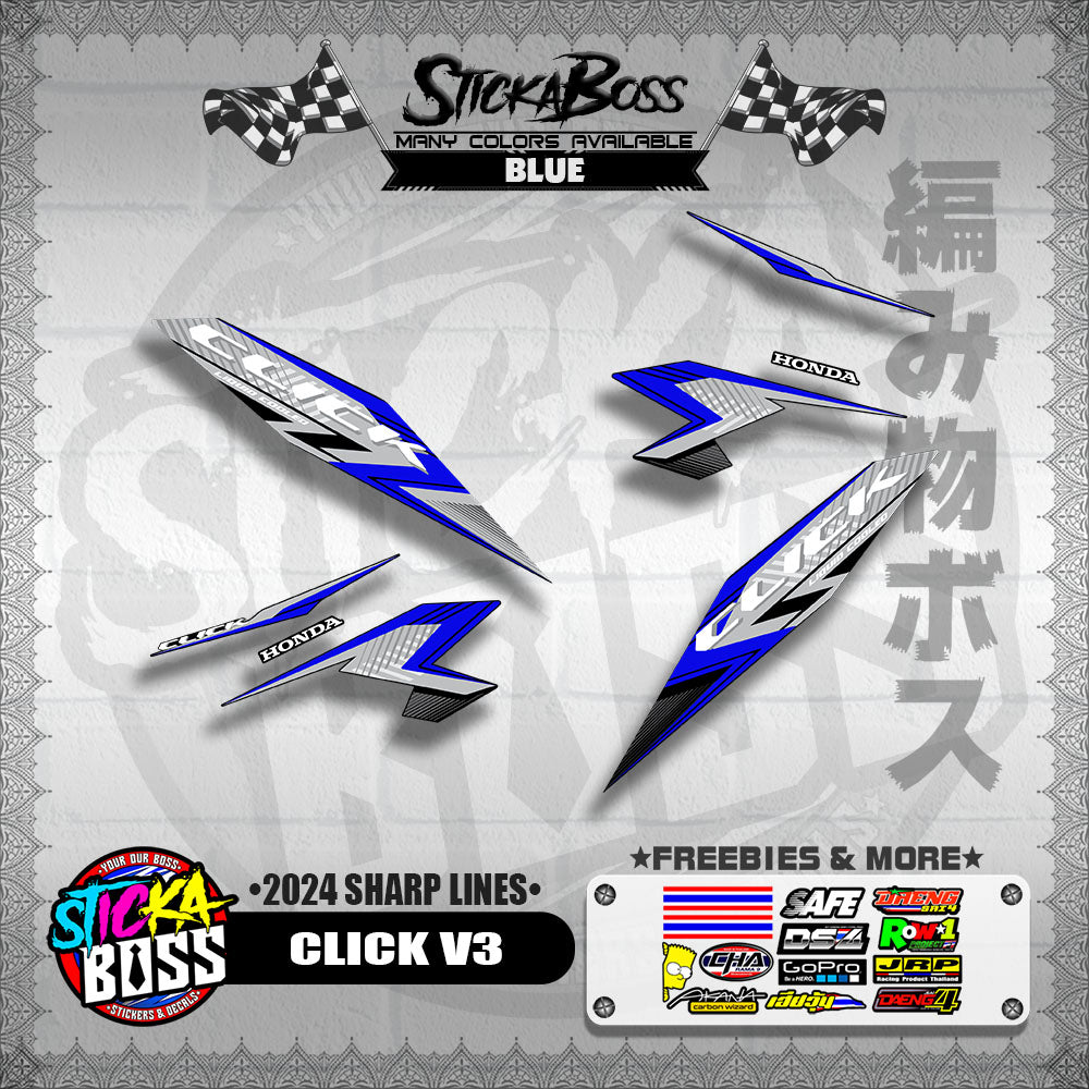 CLICK V3 DECALS ( 2024 SHARP LINES )【WITH FREEBIES】