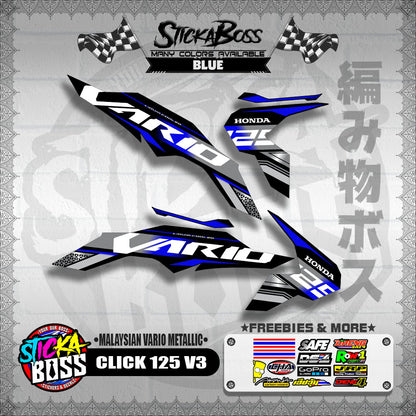 CLICK 125 V3 DECALS ( MALAYSIAN VARIO METALLIC )【WITH FREEBIES】
