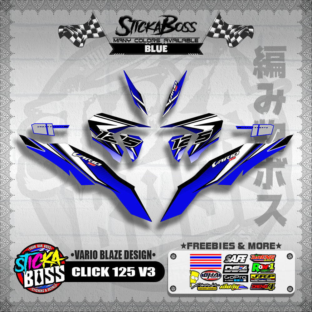 CLICK 125 V3 DECALS ( VARIO BLAZE DESIGN )【WITH FREEBIES】