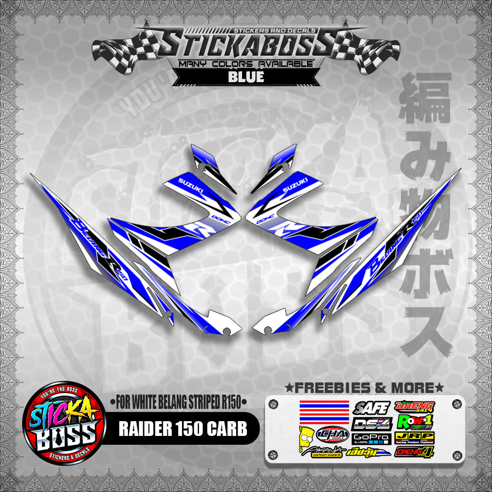 RAIDER 150 CARB STICKER DECALS ( FOR WHITE BELANG STRIPED R150 )【WITH FREEBIES】