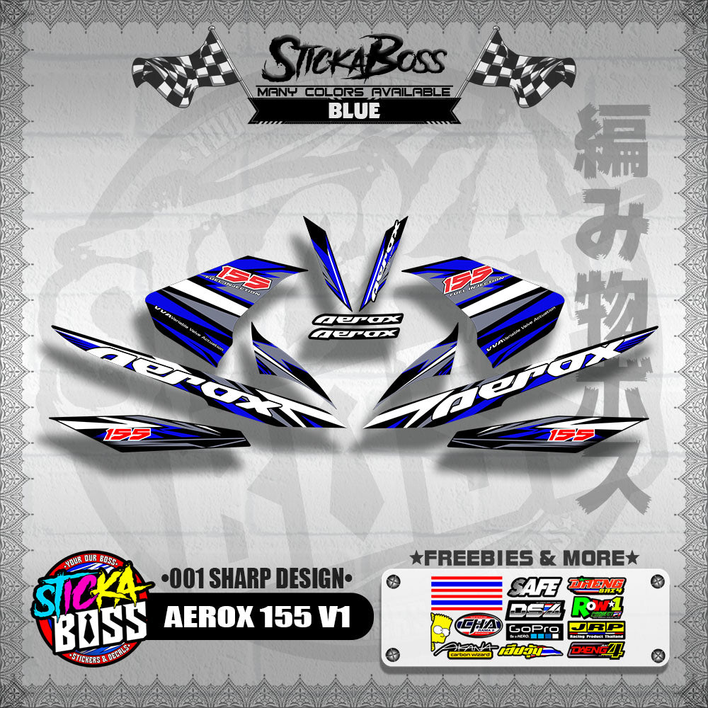 AEROX 155 V1 DECALS ( 001 SHARP DESIGN )【WITH FREEBIES】