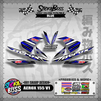 AEROX 155 V1 DECALS ( 001 SHARP DESIGN )【WITH FREEBIES】