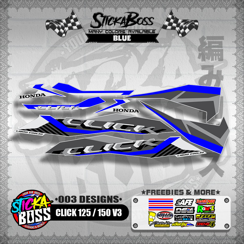 CLICK 125 / 150 V3 STOCK DECALS ( 003 DESIGNS )【WITH FREEBIES】