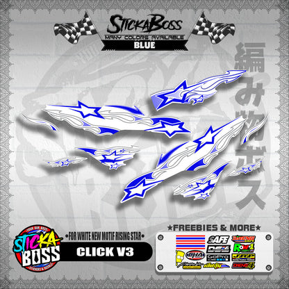 CLICK V3 DECALS ( FOR WHITE NEW MOTIF RISING STAR ) [ PREMIUM GLOSSY LAMINATED ]【WITH FREEBIES】