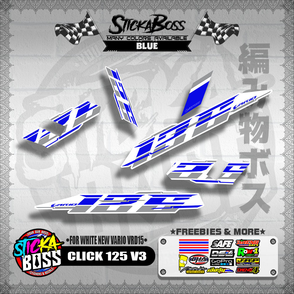 CLICK 125 V3 DECALS ( FOR WHITE NEW VARIO VRD15 ) [ PREMIUM GLOSSY LAMINATED ]【WITH FREEBIES】