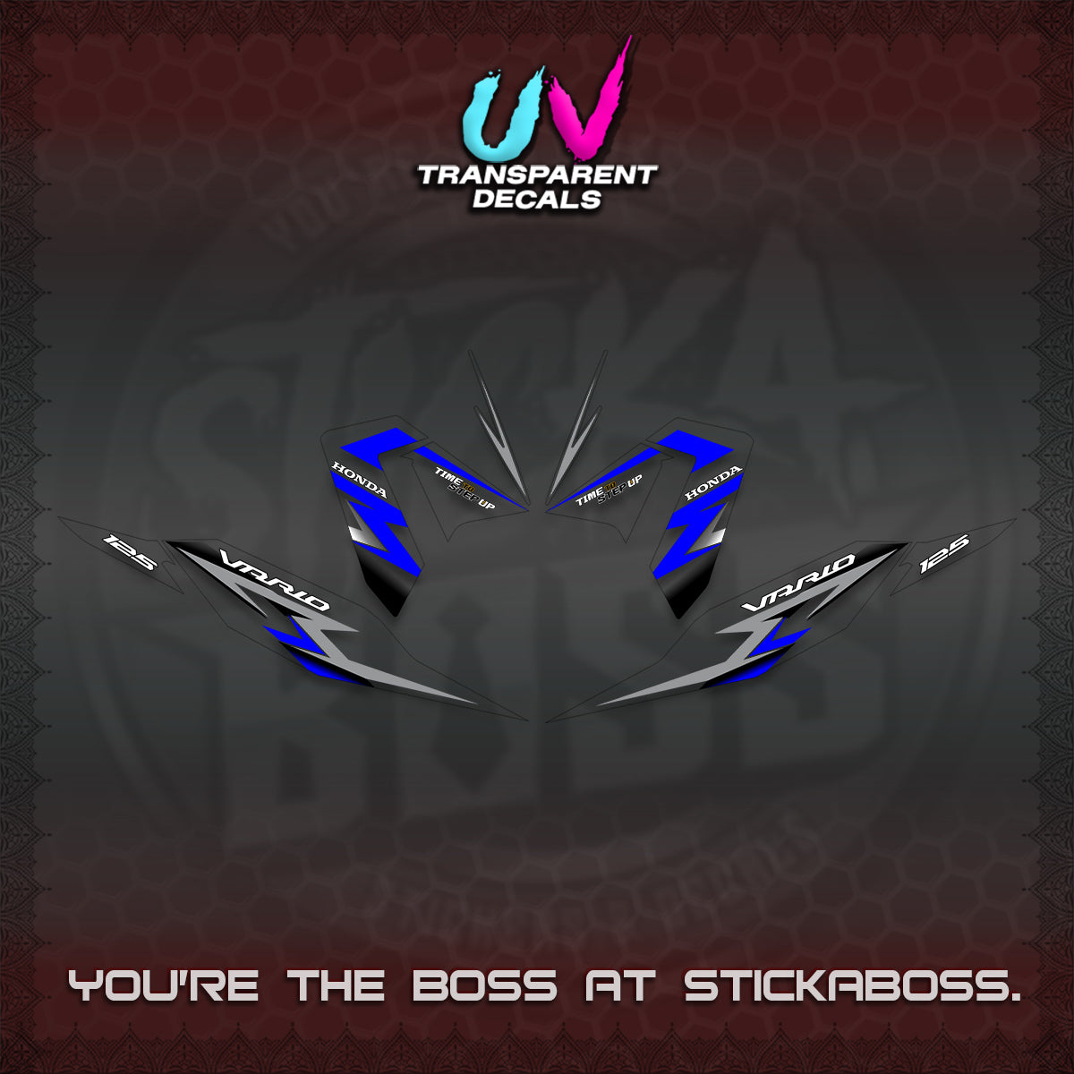 CLICK 125 V4 VARIO UV TRANSPARENT DECALS (2026 VR0006 DESIGN) STICKER KITS BY STICKABOSS