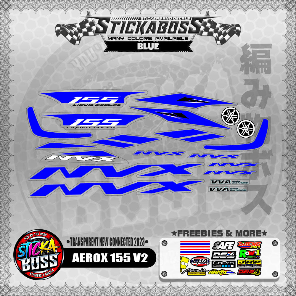 【PREMIUM UV PRINT】TRANSPARENT AEROX 155 V2 DECALS ( NEW CONNECTED 2023 )【WITH FREEBIES】