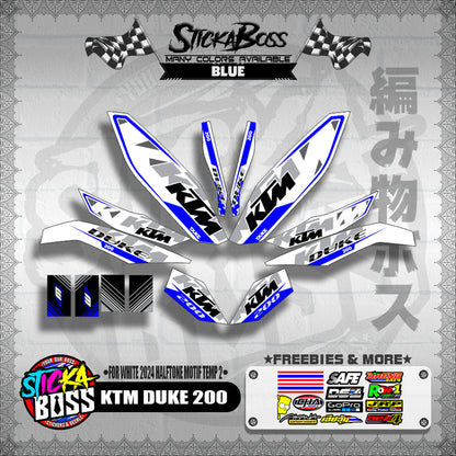 KTM DUKE 200 STICKER DECALS ( FOR WHITE 2024 HALFTONE MOTIF TEMP 2 )【WITH FREEBIES】