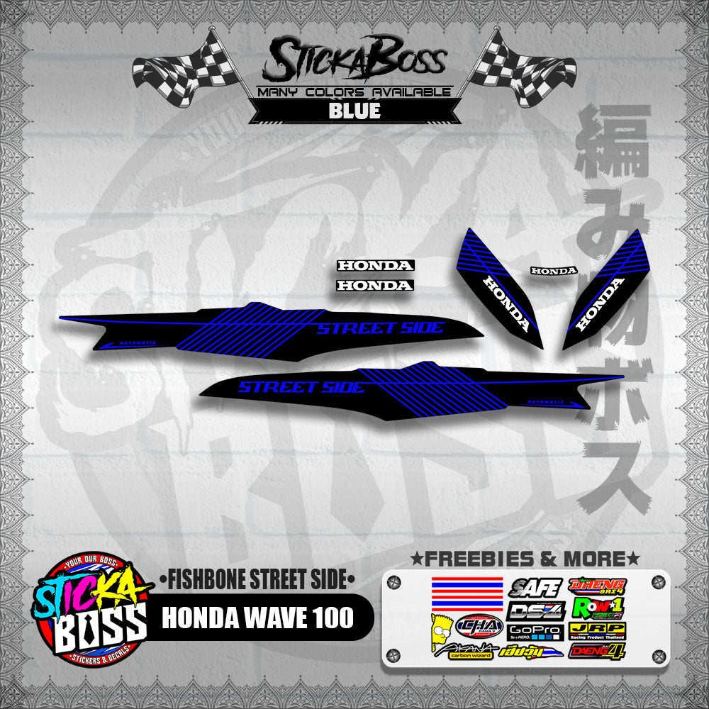 HONDA WAVE 100 DECALS ( FISHBONE STREET SIDE )【WITH FREEBIES】