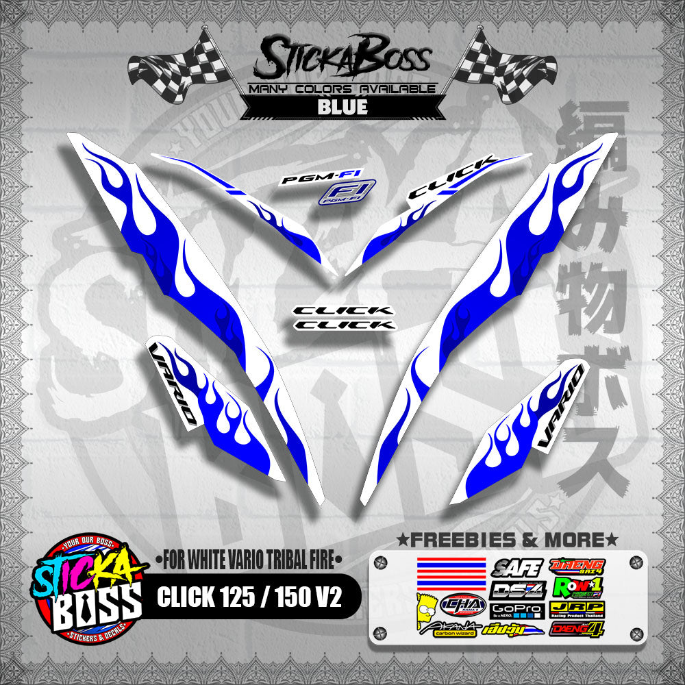 CLICK 125 / 150 V2 DECALS ( FOR WHITE VARIO TRIBAL FIRE )【WITH FREEBIES】
