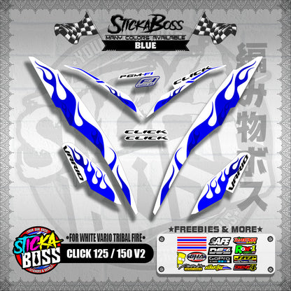 CLICK 125 / 150 V2 DECALS ( FOR WHITE VARIO TRIBAL FIRE )【WITH FREEBIES】