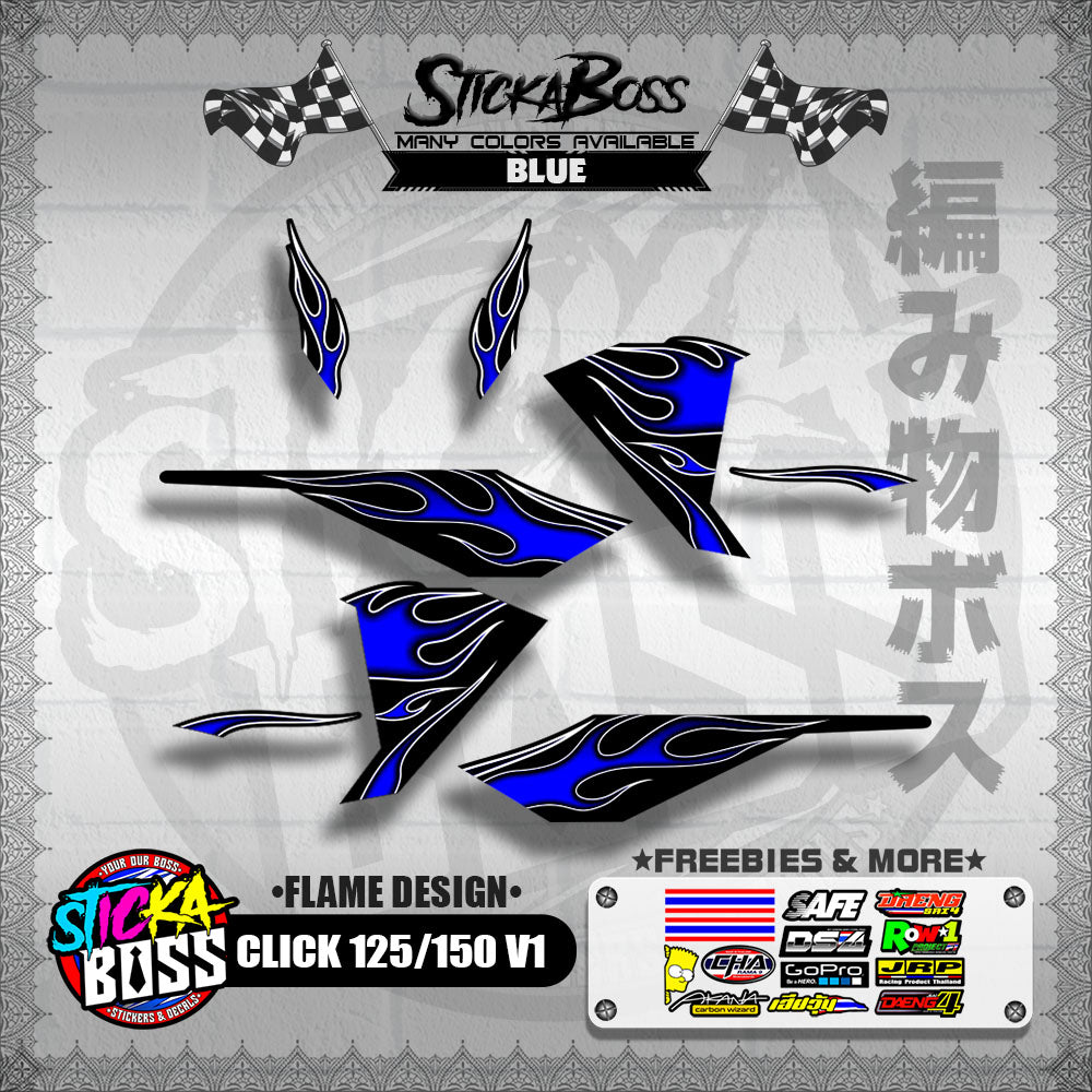 CLICK 125 / 150 V1 DECALS ( FLAME DESIGN )【WITH FREEBIES】